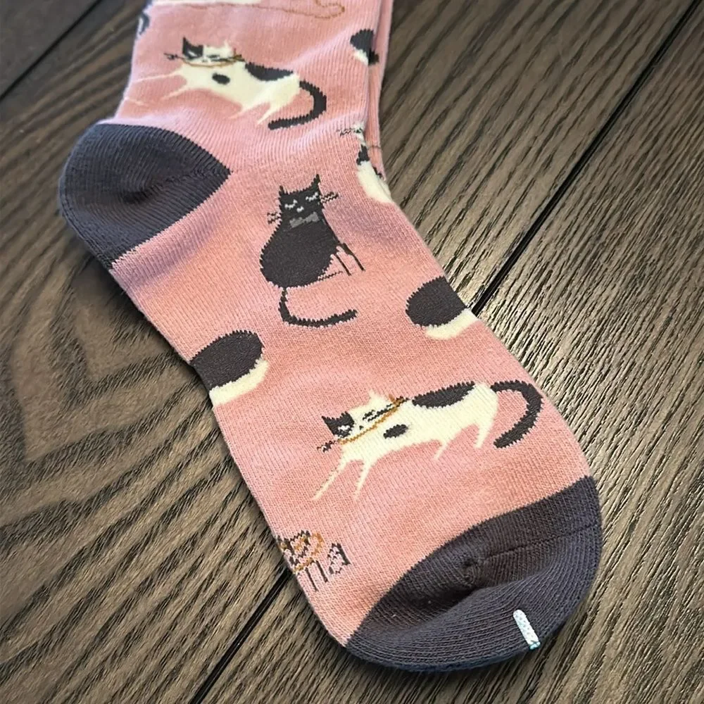 Karma Feline Good Cat Crew Socks OS New